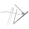 Portable 304 Stainless Steel Drinking Straws Spoon Set Reusable Cocktail Drinking Straws with 2
