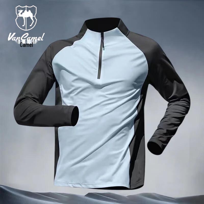 VANCAMEL Men s Half-Zip Long Sleeve Quick-Dry T-Shirt M