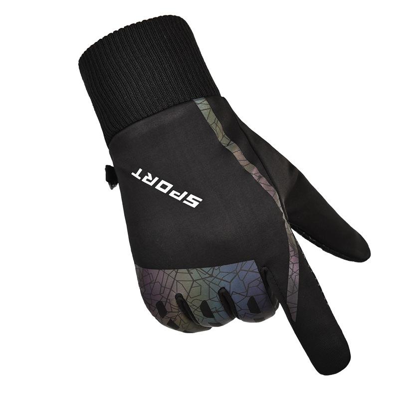 Outdoor cycling gloves men's and women's autumn and winter velvet warm waterproof and non-slip touch screen driving running sports gloves