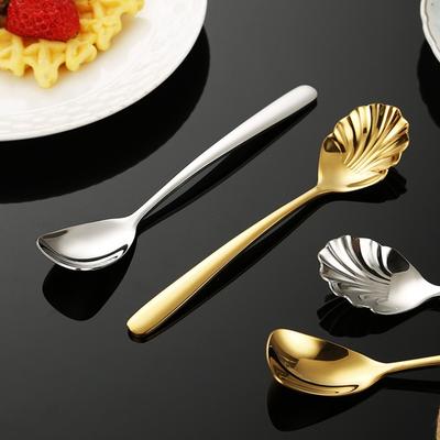 Shell Shaped Stainless Steel Coffee Scoop Thickened Dessert Spoon for Ice Cream Kitchenware Baking Tool Scoop Tableware