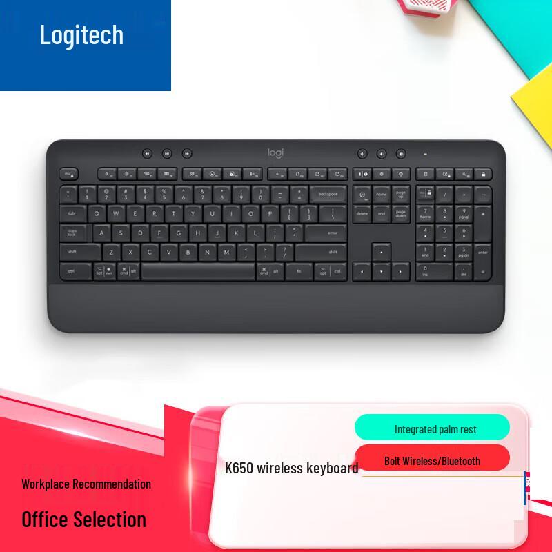 

Logitech K650 Wireless Dual-Mode Keyboard with Palm Rest
