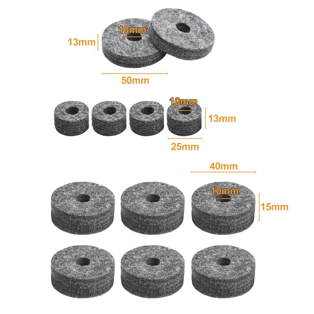 23pcs Cymbal Replacement Accessories Drum Parts with Cymbal Stand Felts Drum Cymbal Felt Pads