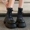 Fashion Ankle Boots for Women Cowboy Lace-up Booties Blue Pu Designer Luxury Large Size Warm Boot Footwear Autumn Goth Woman Short Shoes