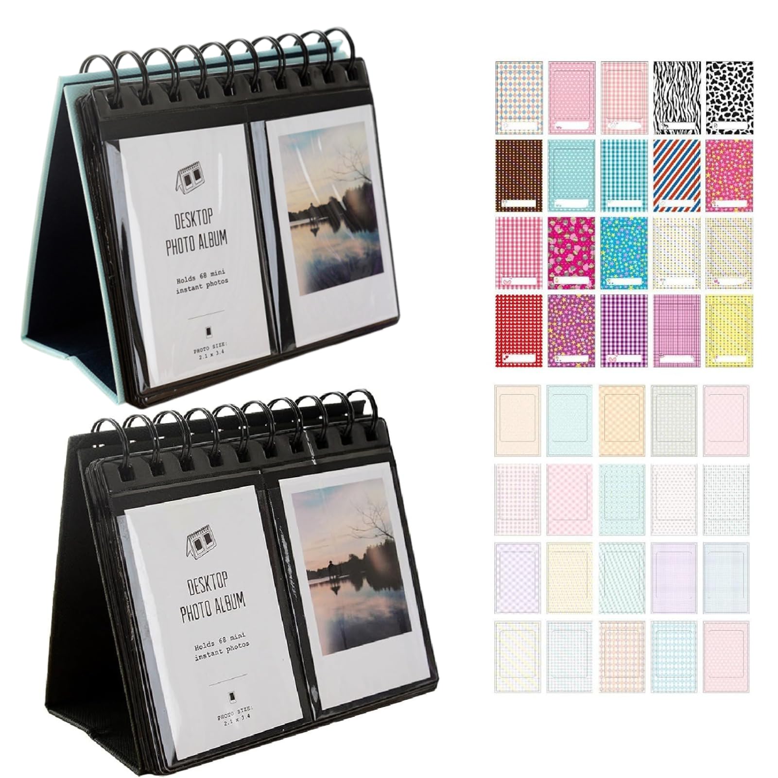 

IMPACT Online Instax Photo Album, Mini Tabletop Photo Album, Set of 2 (Black & Blue)