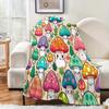 Fun Mushroom Digital Print Throw Blanket, Soft Cozy Warm Blanket for Bed Sofa Couch Camping, Birthday Holiday Gift, 1PC
