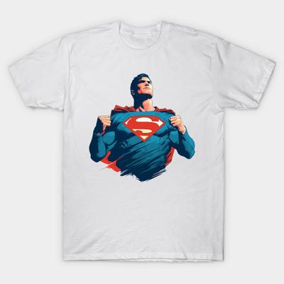 T-shirt Homme Noir Imprimé Superman Impression sur Papier de Transfert Sans Découpe Coton Tshirt