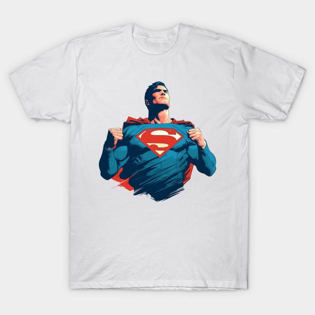 

Men Black Print T-shirt Superman No-Cut Transfer Paper Print Cotton Tshirt 4XL білий