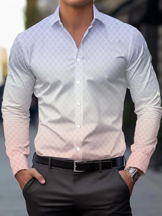 European and American Men's Clothing Casual Personality Trendy Men's Long-sleeved 1D Digital Printing Shirt Large Size Shirt Casual Versatile