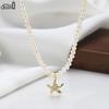 EFFIE QUEEN 100% S925 Silber 14k Gold Seestern-Stil Perlenketten-Choker Halskette Natürlicher Schmuck für Damen Sommer Strand GPN96