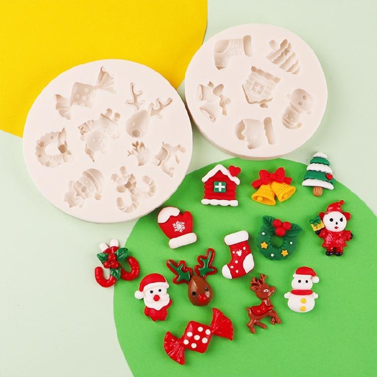 Fondant Cake Decorating Molds Silicone Molds Christmas Santa Chocolate Molds Holiday Dessert Cake Baking Tool Nonstick