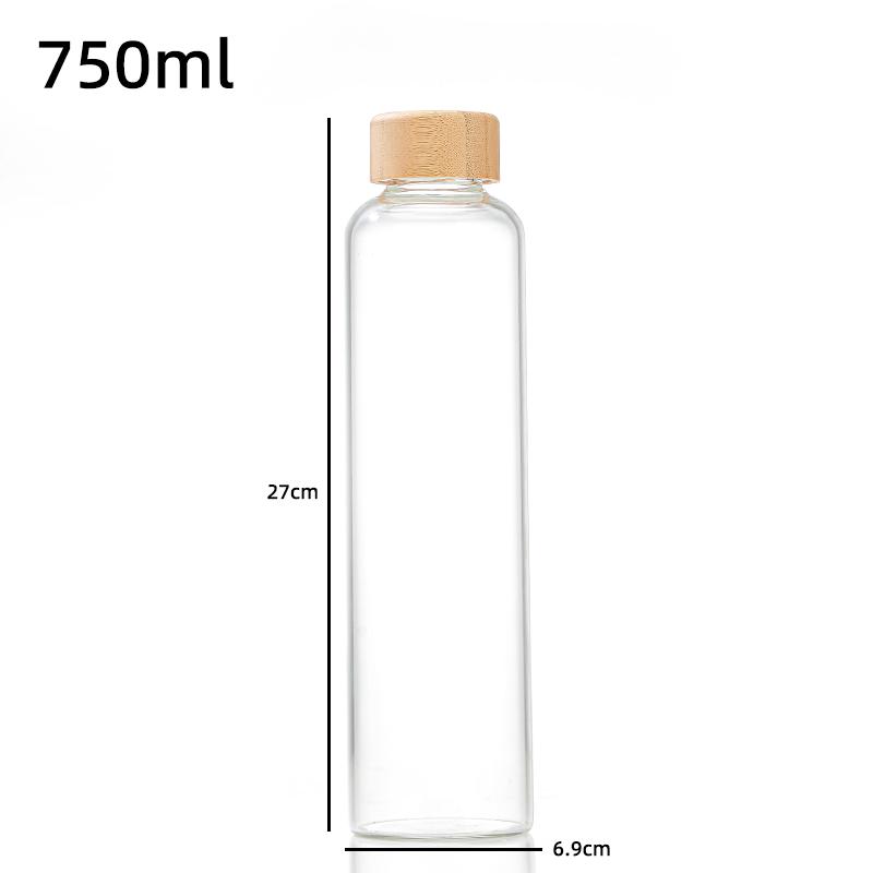 1pc Borosilicate Glass Bottle with Stainless Steel Lid & Bamboo Lid - Leak-Proof High-Temp Resistant Drink Container Glass Jar