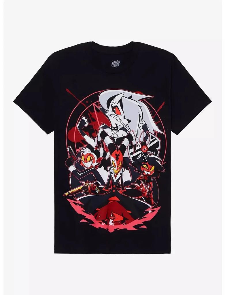 Hot Topic Exclusive Hazbin Hotel The Vees Pride DoubleSided Print Cotton Streetwear Y2k Hip Pop Short Sleeve Casual TShirt