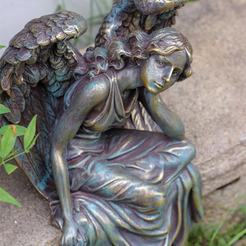 Outdoor Garden Resin Angel Ornaments Fairy Courtyard Park Figurines Retro Crafts Villa Garden Sculpture Home Outdoor Decor