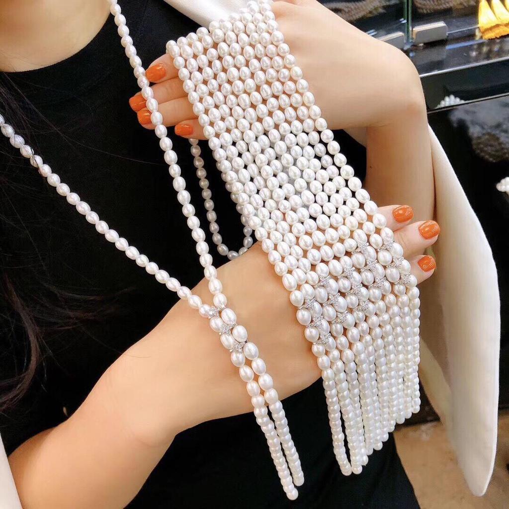 Zhuji Freshwater Pearl Sweater Chain: 7-8mm High Luster Pearls, Slight Imperfections, Versatile Fashion for Women.