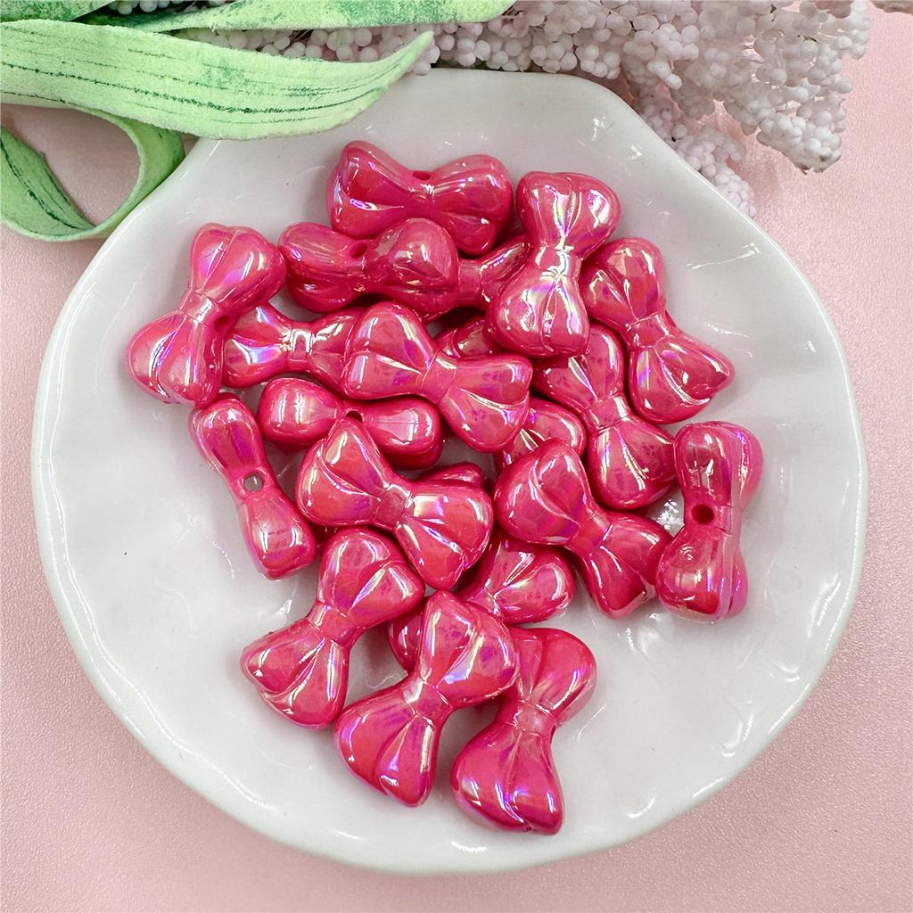 DIY Beading Material Necklace Key Chain Making Fashion 9.7*17.9mm Small Bow Beads for Bracelet Acrylic Dazzle Pendant 20pcs  Beads
