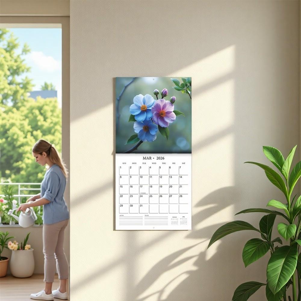 12 Month Floral Design Calendar Wall Hanging Planner Calendar Aesthetic 2026 Calendar  Office Use