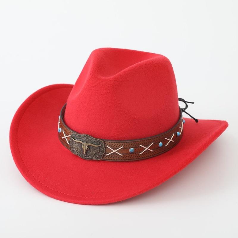 New Western cowboy hat, Tibetan wool top hat, men's and women's autumn/winter outdoor ox-head accessory, travel riding hat