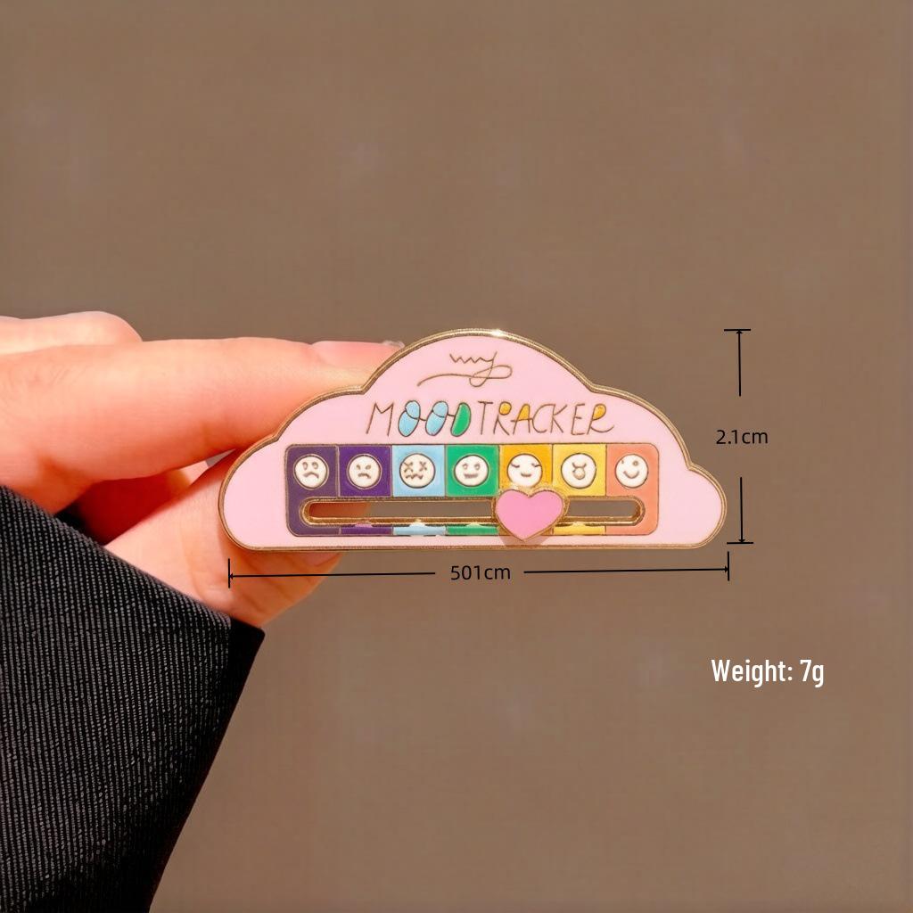 Unisex Mood Energy Brooch: Sliding Metal Badge for Social Expression