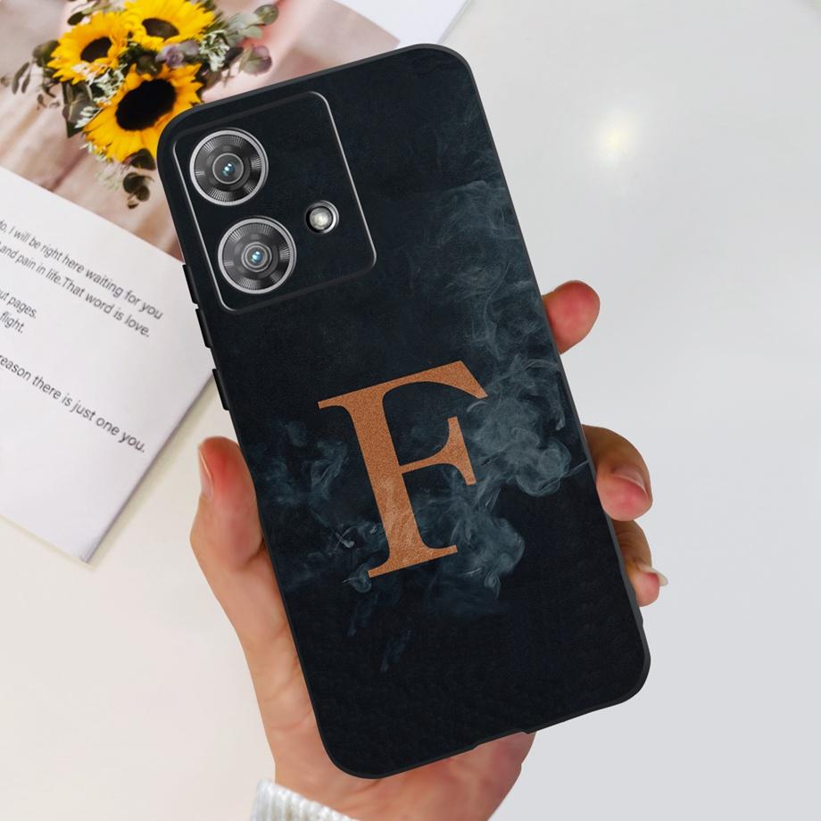For Motorola Edge 40 Neo Case 26 Letters Black Pink Pattern Back Case For Moto Edge 40 5G 40Neo Soft TPU Silicone Stylish Bumper