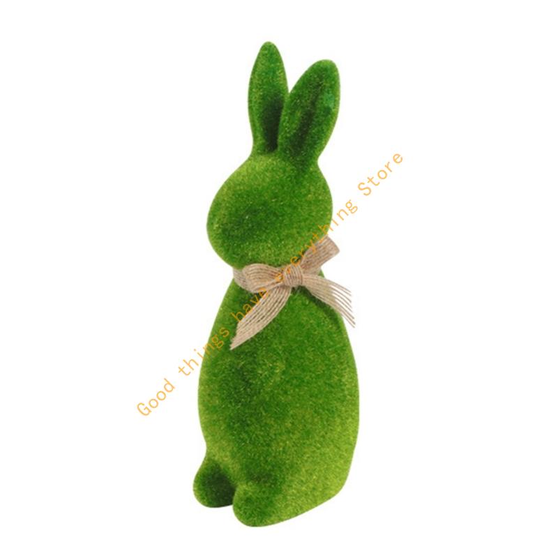 

1Pc Easter Flocking Bunnies Decorations Moss Rabbit Statues Spring Rabbit Figurines Sculptures Centerpieces Home Decors 55KF