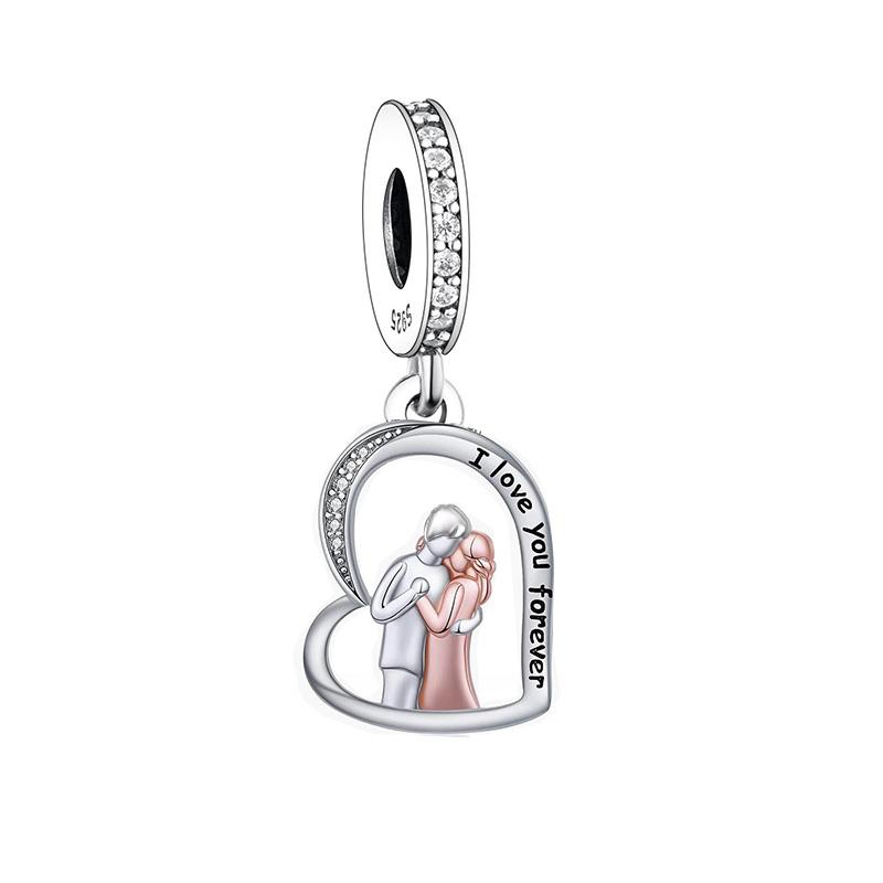 FC Jewelry Fit Original Pan Charms Bracelet Necklace 925 Silver Pregnant Mum And Dad Bead For Making Women Berloque