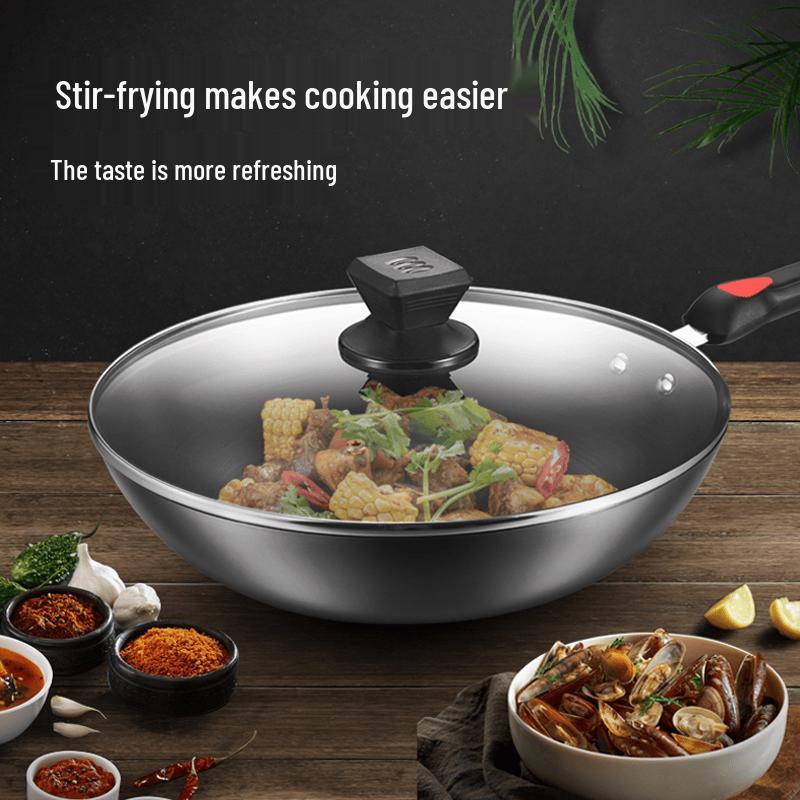 KOBACH 32cm Non-Coated Refined Iron Stir-Fry Wok