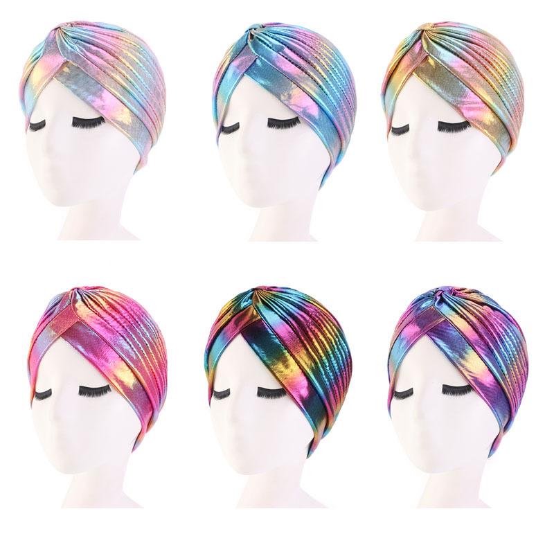 New Colorful Women Muslim Hijab Inner Hijab Caps Laser Silky  Cross Turban Headband Headwrap Women Muslim Hijab Scarf Headscarf