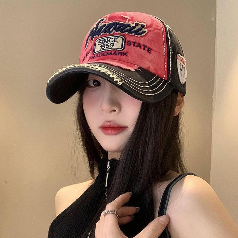 Punk Letters Embroidery Baseball Cap for Women Men Hip Hop Patchwork Snapback Peaked Hat Outdoor Sport Sunshade Street Hats