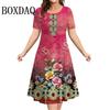 Summer Women Dresses Ethnic Fashion Plus Size Dresses Short Sleeve Elegant Loose Retro Ladies Dresses Casual 3D Printed Clothing
