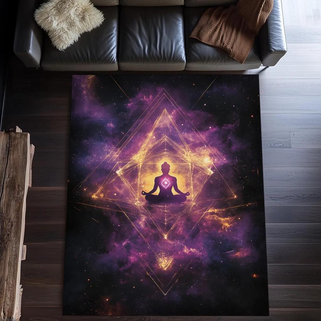 Yoga Meditation Carpet Rainbow 7 Chakra Living Room Decoration Floor Mat Home Bedroom Non-slip Kitchen Rug Bath Washable Doormat