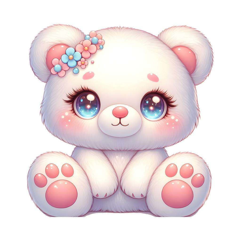 Cute Cartoon Bear Wall Stickers, Removable Self-Adhesive PVC Decals for Kids Room Nursery Bedroom Decoration