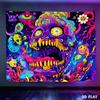 Neon Psychedelic Monster Tapestry Trippy Skull Wall Hanging Fluorescent Grotesque Art Decor for Bedroom Living Room