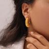 Barcelona Titanium Steel 18k Gold-Plated Irregular C-Shaped Stud Earrings - Fashionable & Versatile Ear Jewelry