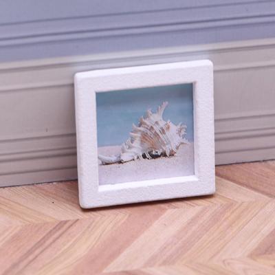 1Set 1:12 Dollhouse Miniature Summer Beach Photo Frame Landscape Mural Wall Decoration Model Decor Toy Doll House Accessories