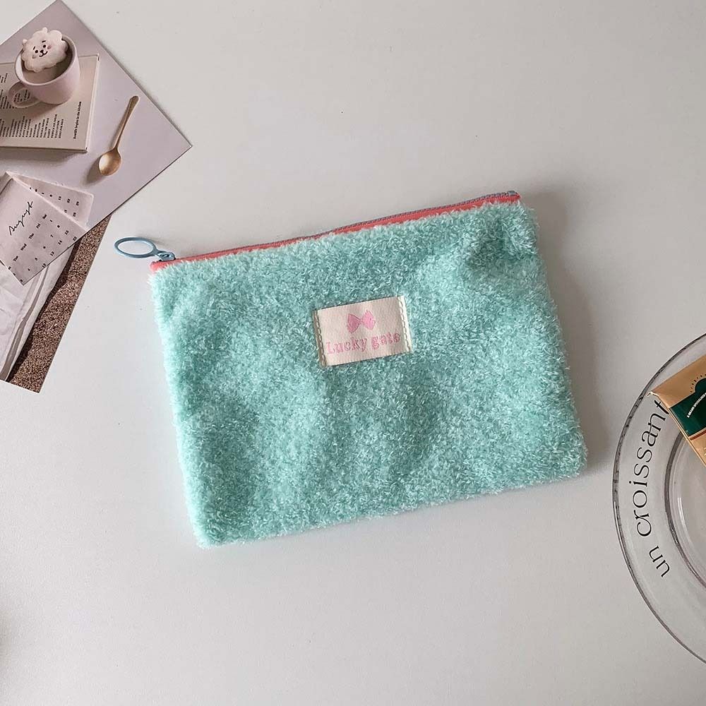 Bolsa de pelúcia para guardar joias, estojo para lápis de grande capacidade, para meninas/meninos