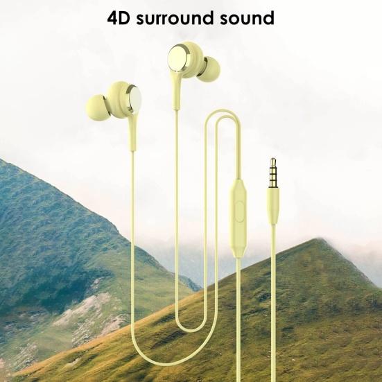3.5mm Wired In-Ear 4D Stereo HiFi Music Earphone Headset with Mic for Phone PC