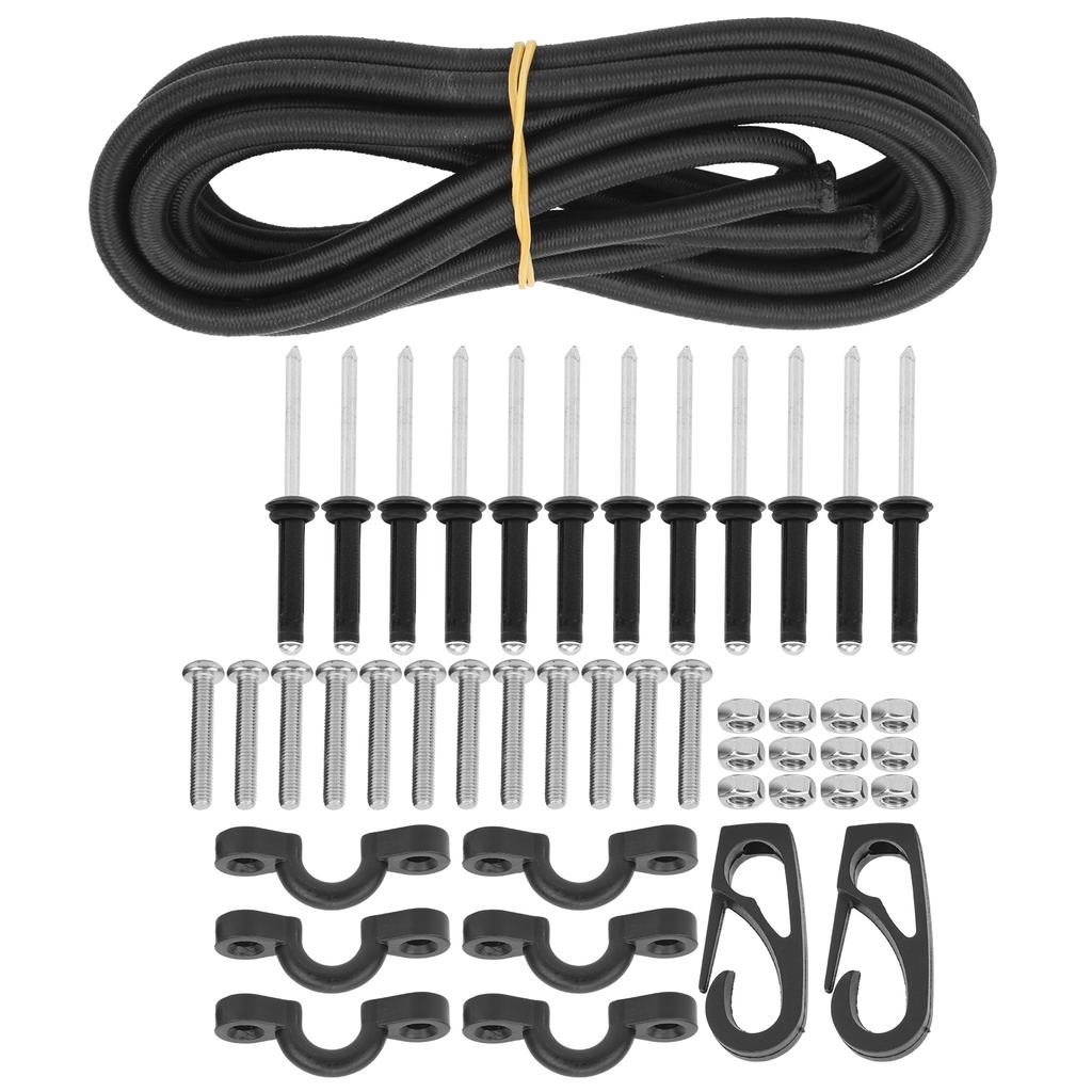 Kayak Canoe Elastic Rope with Hook Fixed C Shape Buckle Outdoor Fishing Boating Strap Kit