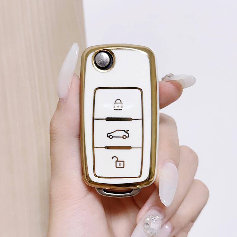 

TPU Protection Bag for VW Volkswagen Polo Tiguan Passat Golf Jetta Lavida Skoda Octavia Car Key Case Car Key Full Cover білий