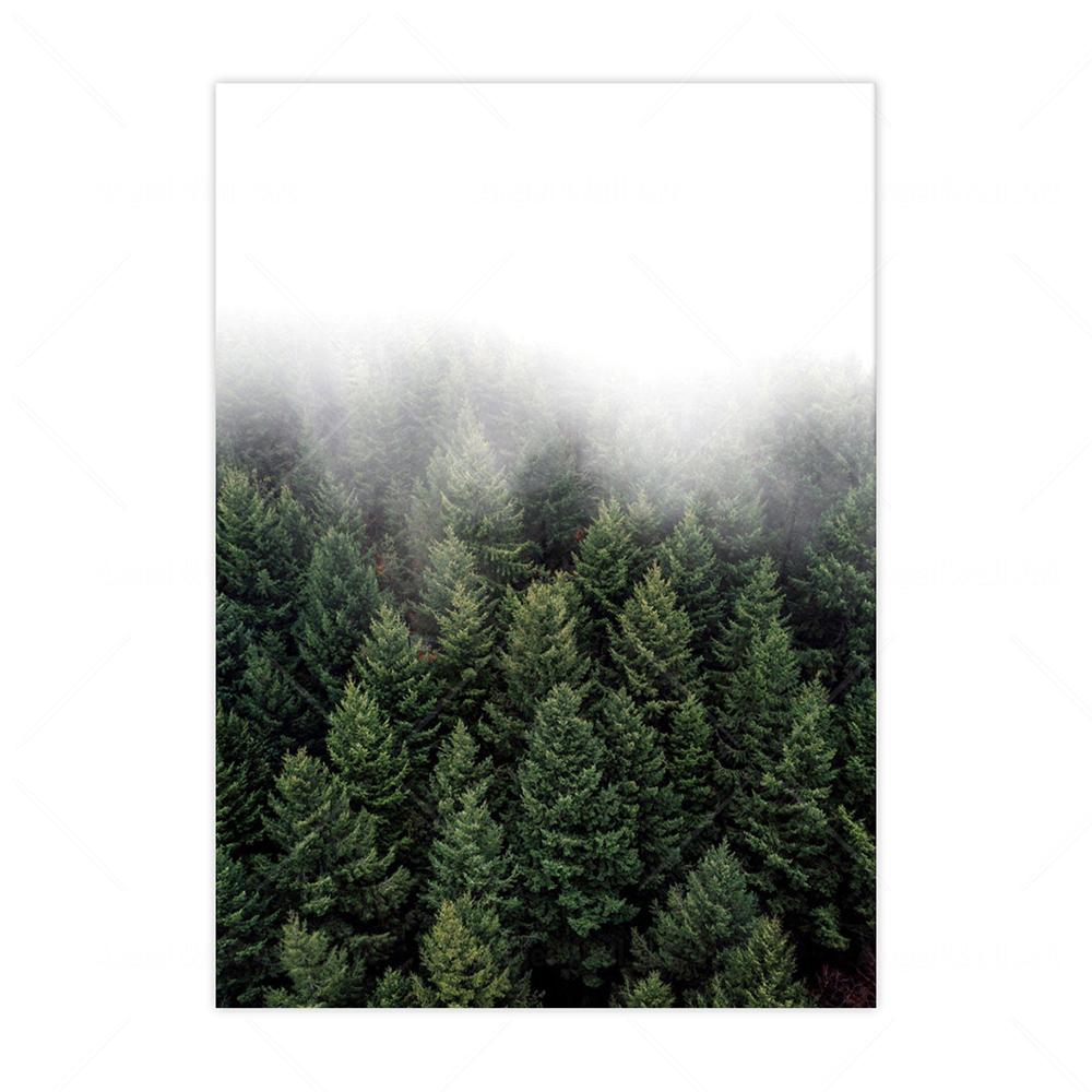 Foggy Forest Wall Art Canvas Painting Scandinavian Poster and Print Nature Landscape Nordic Decoration Picture Modern Home Decor