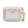 Coach Card Holder Zip Top Case 8 Brand Logo Metal Zipper Closure Artificial Leather and Recycled Leather Women's Sand Sand Yellow and Chalk White