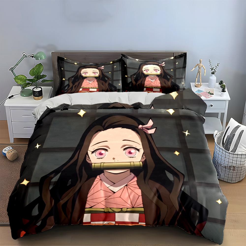 Anime Girl Design Bedding Set Bedding set (1 duvet cover, 2 pillowcases, duvet not included)