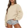 Damen Winteroberteile Langarm-Sweatshirt mit Rundhalsausschnitt und lockerer Passform, Pollover-Fleece-Oberteile