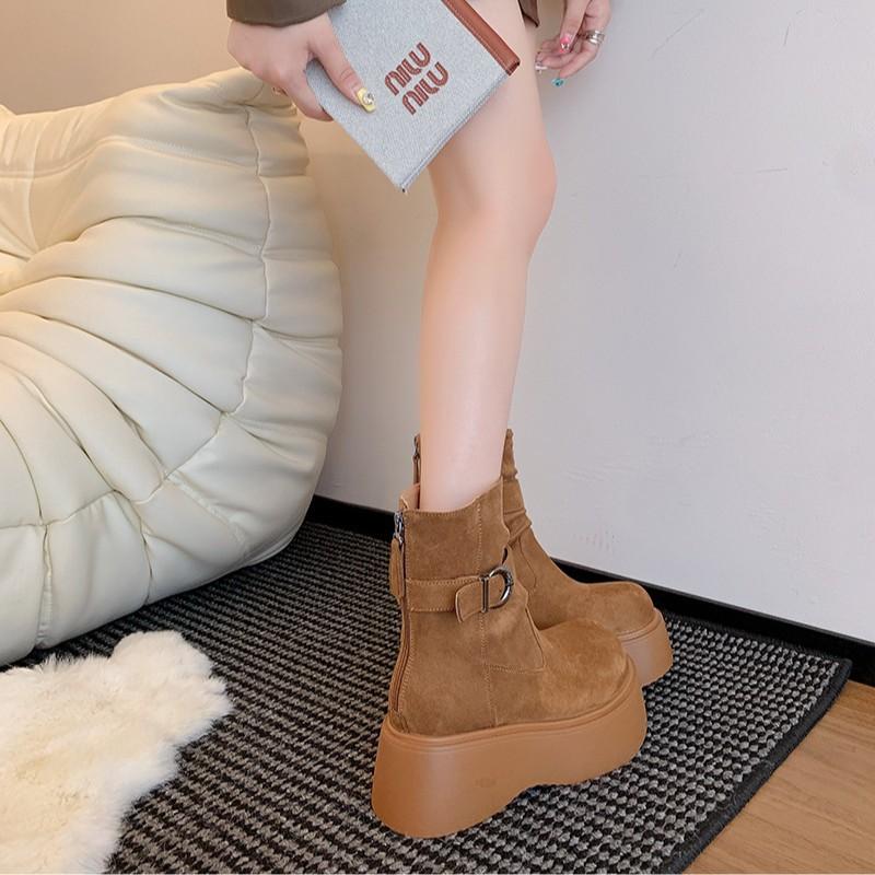 Two wear 2025 autumn and winter retro women's pile boots long knight boots small man heightening thick-soled Maillard western boots