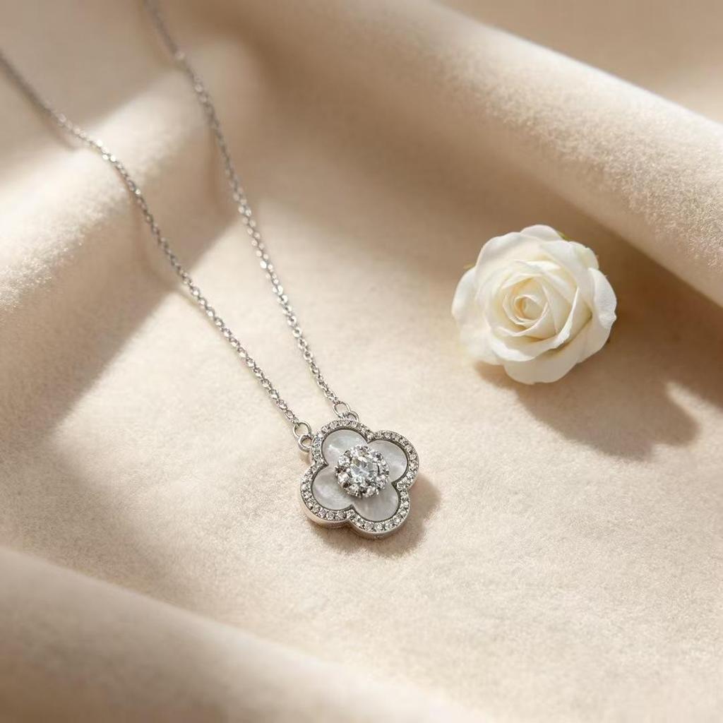 Sweet Pink Four-Leaf Clover Necklace - Unique, Versatile Design