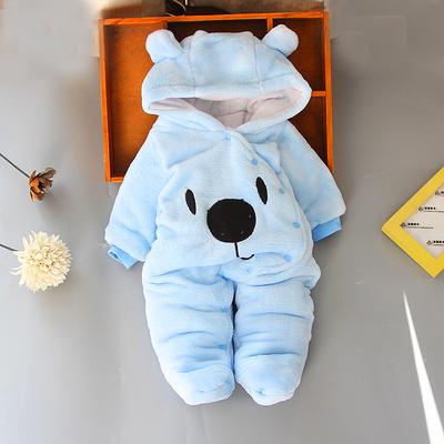 Neugeborenes Baby, Mädchen, Junge, einfarbig, Cartoon-Bär, Samt, mit Kapuze, Overall, Strampler, Kleidung