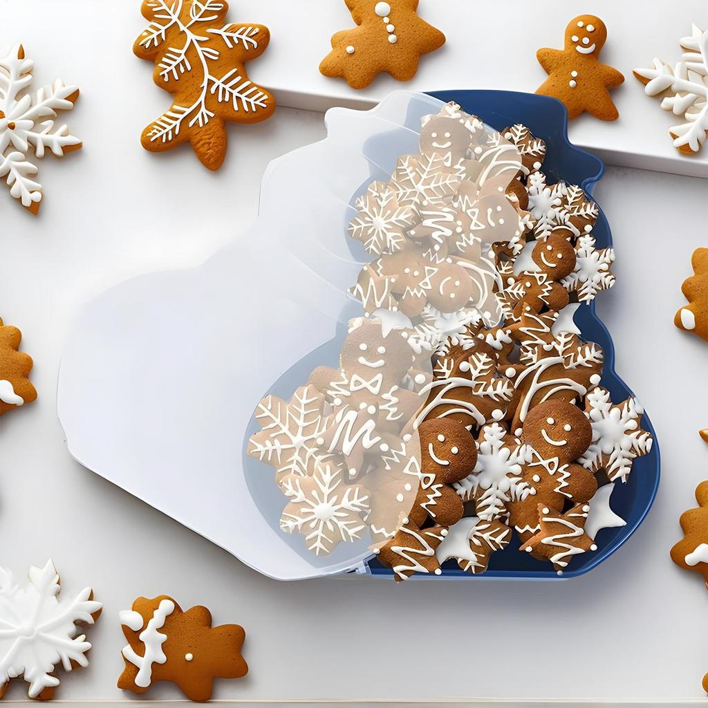 Christmas Serving Dishes Snowman Tree with Lid Christmas Platters Snack Serving Tray for Cookie Candy Dessert Cheese Fruit