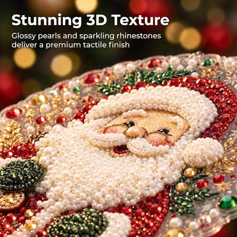 6PCS Diamond Painting 3d Mixed-sized Pearl Beads Snowflake Shape Xmas Pearl Suncatcher Kit Diy Craft Festive Wall Decor Pendant