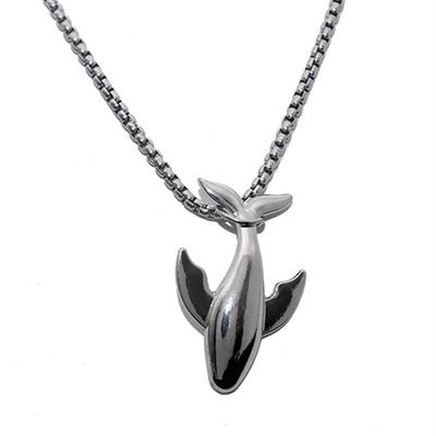 Edelstahl Wal Anhänger Halskette Elegante Kette Pulloverkette Stilvolle lange Halskette Perfektes Geschenk für Mann