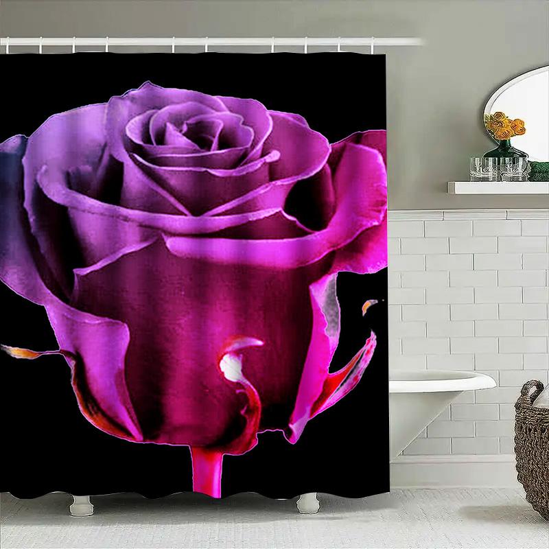 Marble Print Shower Curtain Pink Black Swirl Design For Bathroom Decor