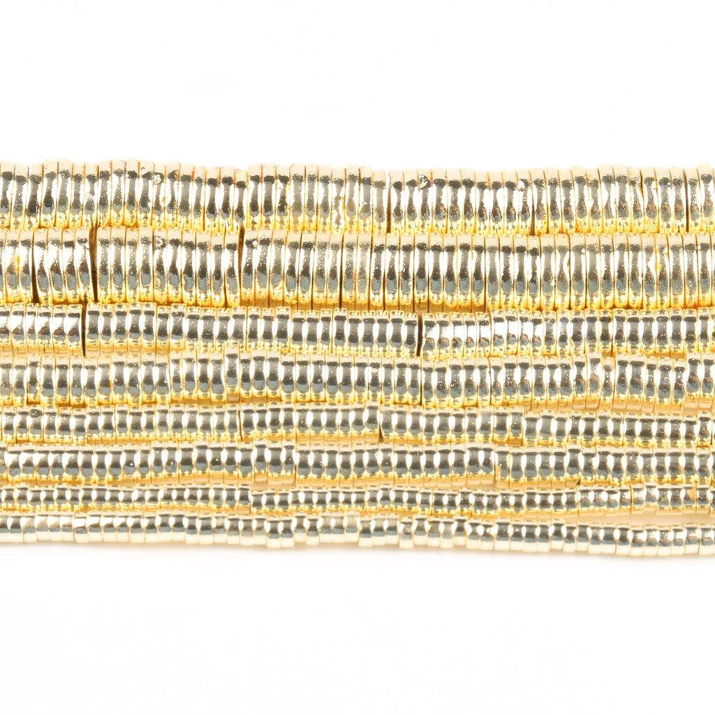 Light Gold Plated Natural Stone Hematite Beads Flat Round Rondelle Loose Spacer Beads For Jewelry Making DIY Bracelet 2/3/4/6mm